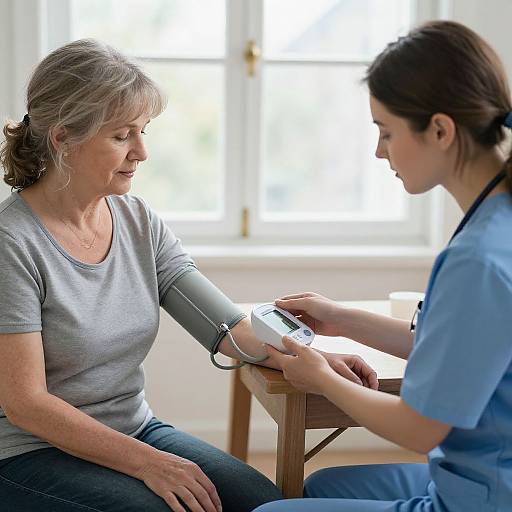 Compassionate Live-in Carer Checking Blood Pressure