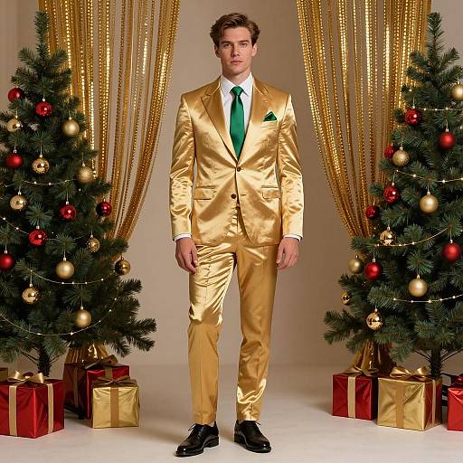 Elegant Holiday Outfit: Festive Man Model