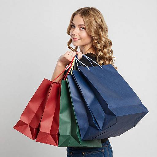 Chic Young Woman Shopping Portrait