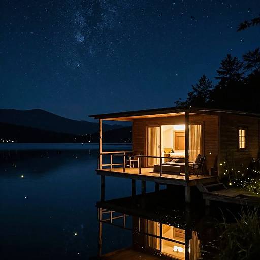 Cozy Waterlodge Under Starry Night