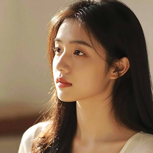 Serene Woman in Soft Sunlight Portrait