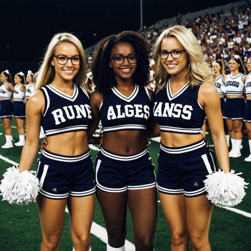 Diverse Cheerleaders in Uniform with Pom Poms