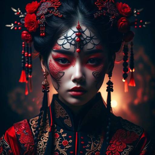 Dark Fantasy Woman Portrait with Intricate Makeup