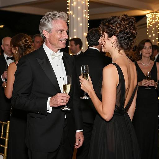 Elegant Evening: Tuxedo and Sheer Dress