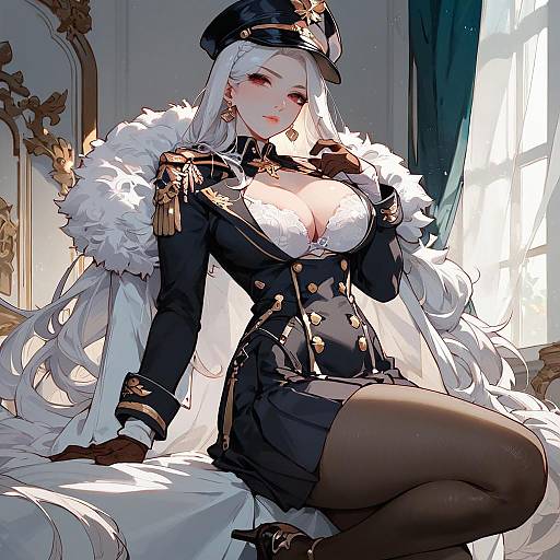 Anime Character with Military Uniform and Elegance