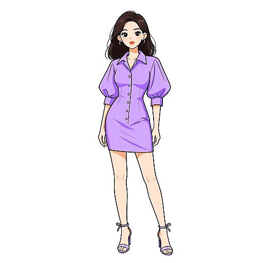 Modern Woman in Lilac Shirt Dress