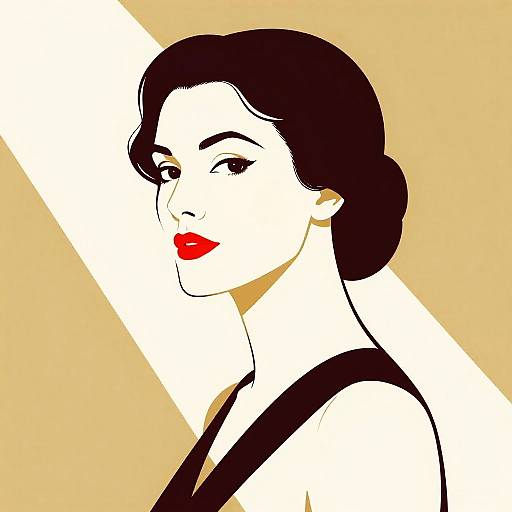 Art Deco Minimalist Woman Portrait