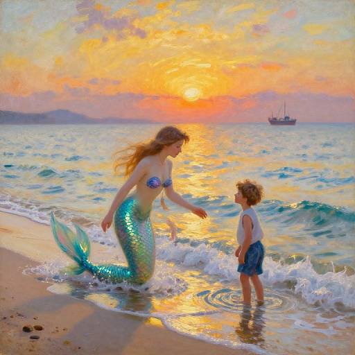 Impressionist Mermaid Beach Encounter