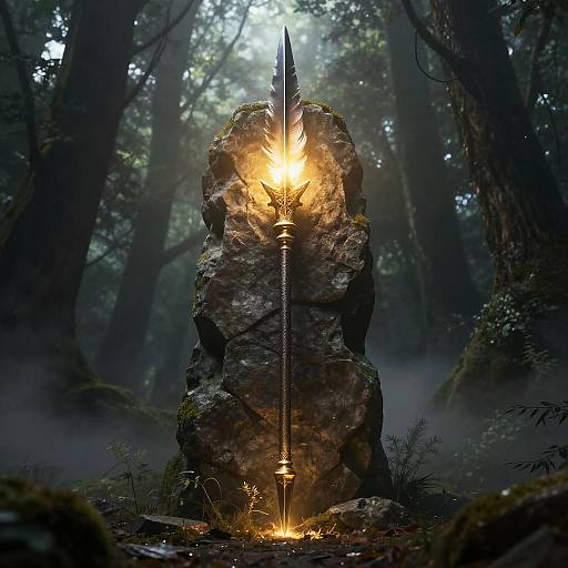 Ancient Mystical Spear in Stone