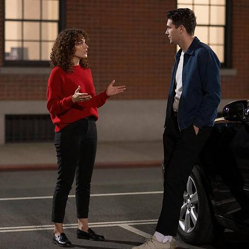 Nighttime City Street Conversation Photograph