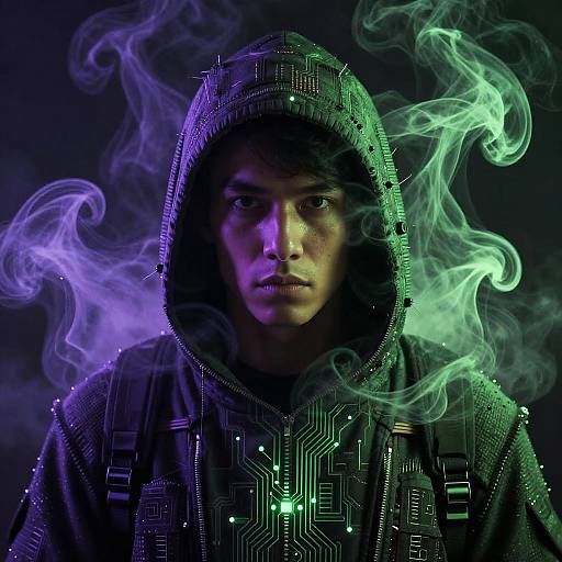 Synthetic Quantum Hacker Portrait