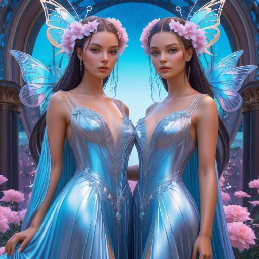 Elegant Twin Sisters in Fantasy Setting