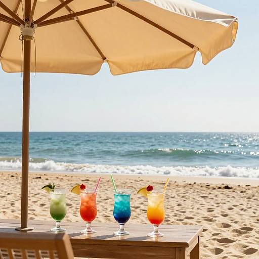Serene Beach Scene with Vibrant Cocktails