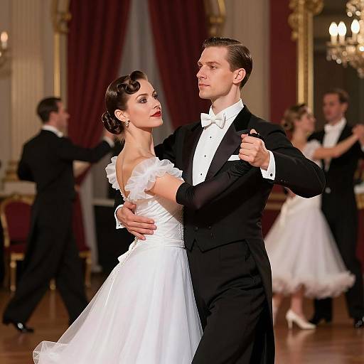 Elegant Couple Dancing at Formal Ball