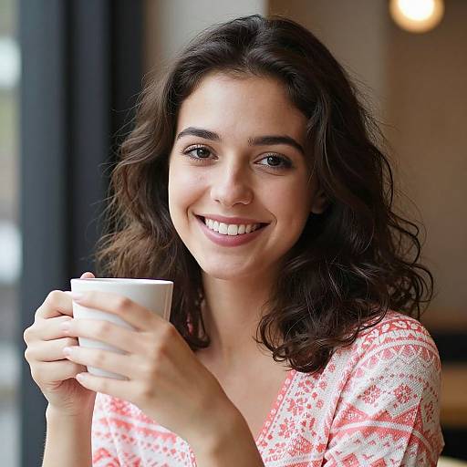 Smiling Woman with Coffee Cup