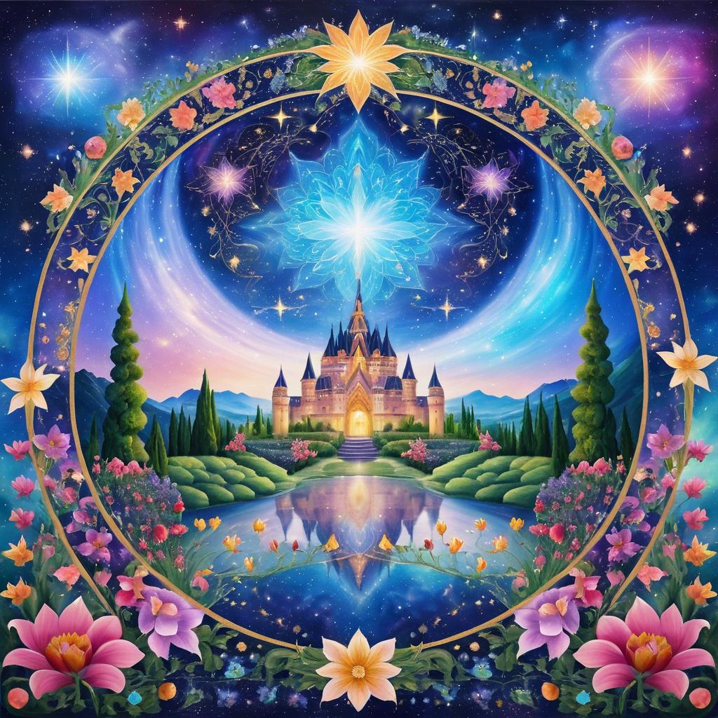 Celestial Floral Border with Star Castles