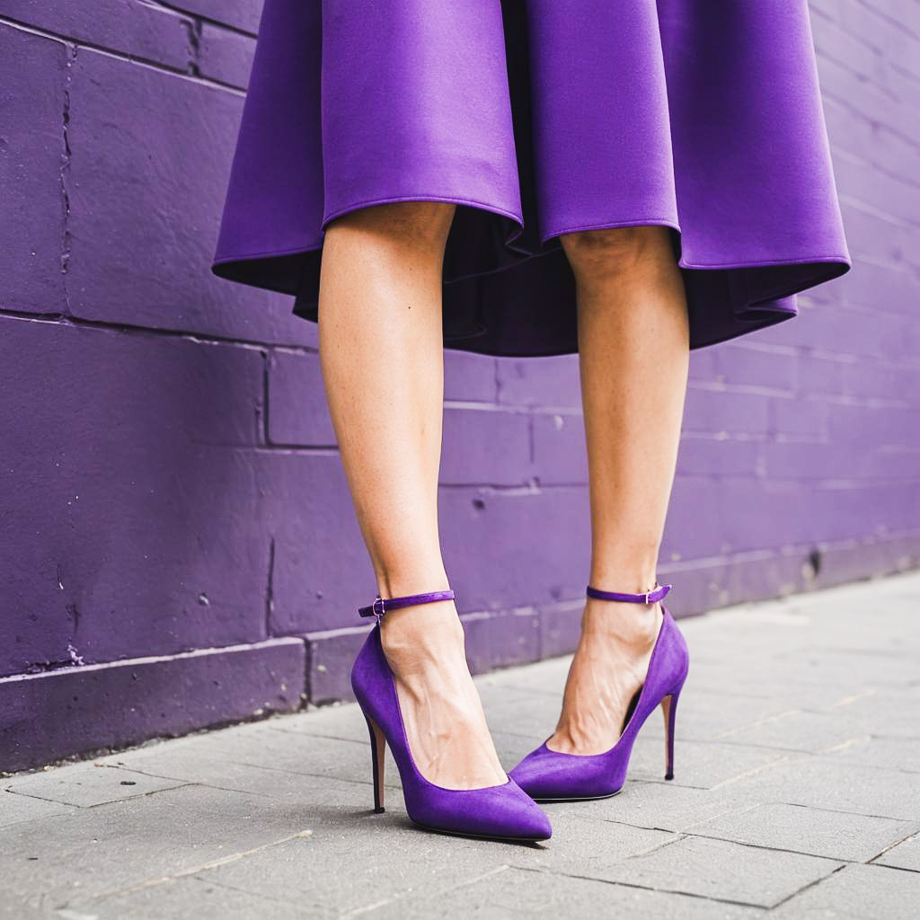 Elegant Woman in Eye-Catching Purple Heels