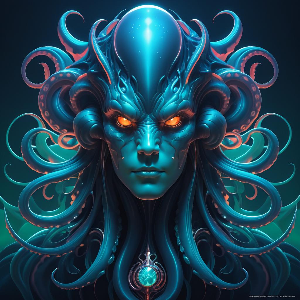 Elegant Retro Portrait of Humanoid Octopus