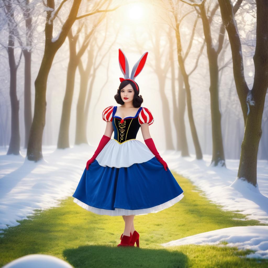 Whimsical Rabbit as Snow White