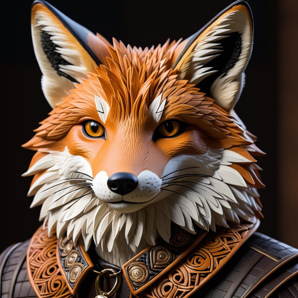 Hyper-Realistic Fox in Bamileke Style