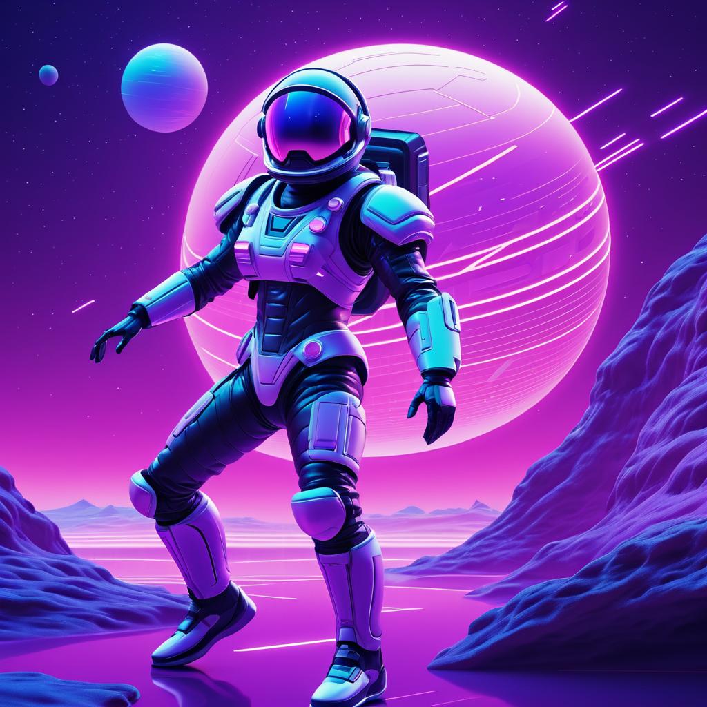 Futuristic Astronaut in Neon Paradise