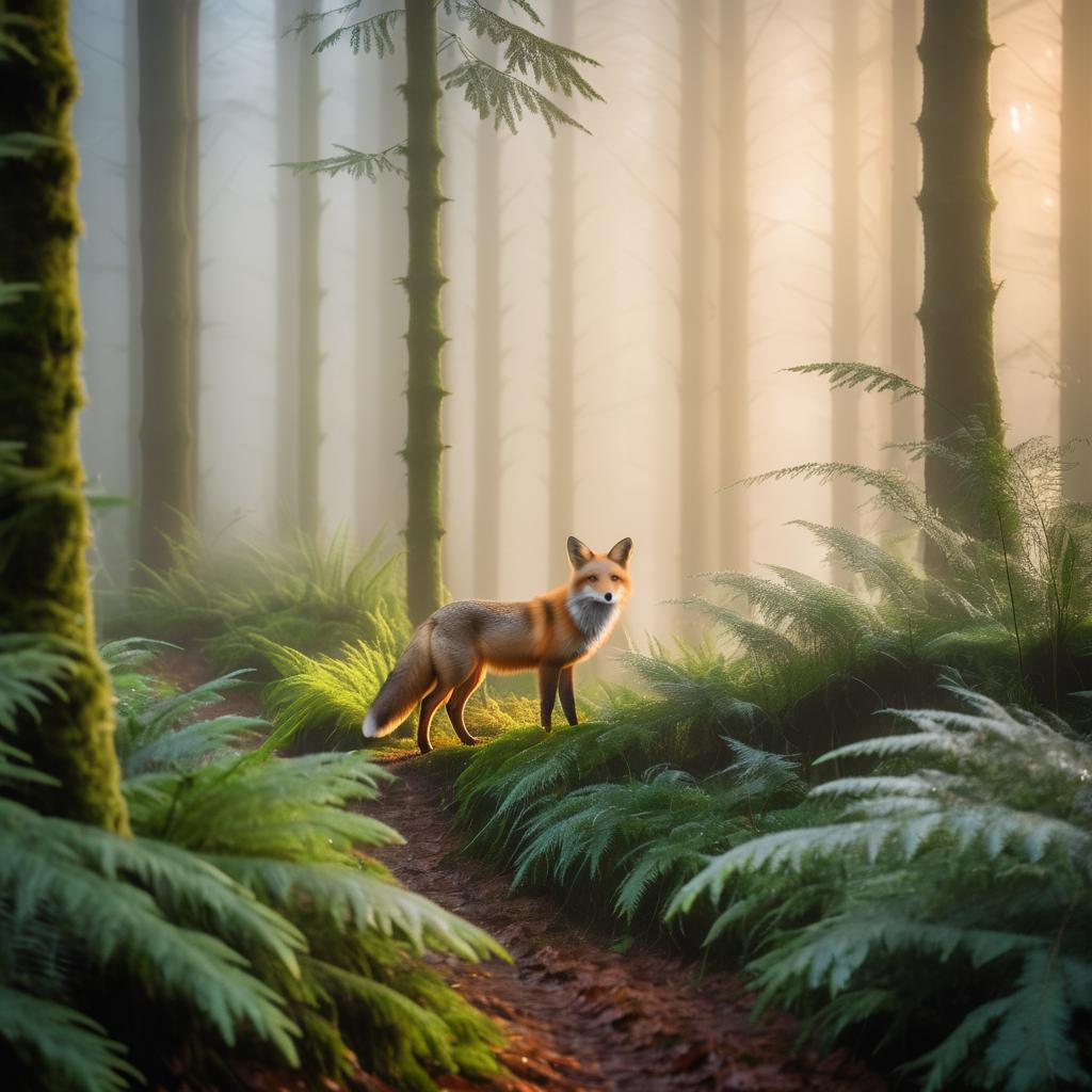 Misty Dawn Fox in Enchanted Forest