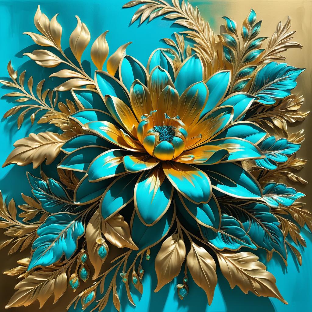 Vibrant Turquoise and Gold Floral Elegance