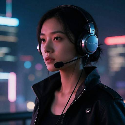 Cinematic Cyberpunk Girl at Night