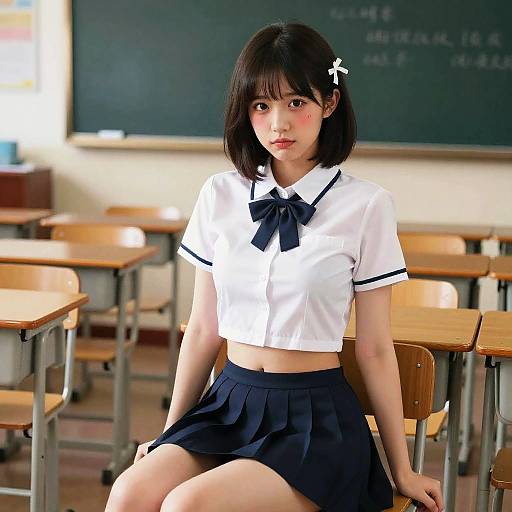 Flirtatious College Student in Classroom