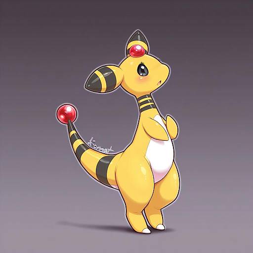 Illustration of Ampharos, pokemon in the style of Kionant
