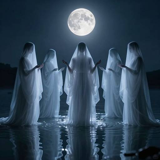 Ethereal Phantoms Beneath Luminous Moon