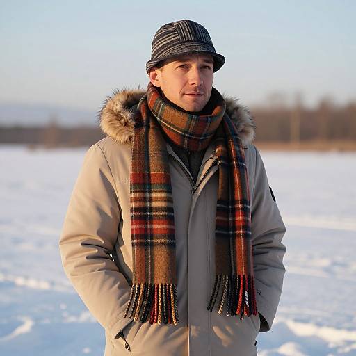 Man in Stylish Winter Landscape