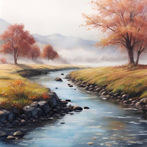 Autumn Morning by the Willow River