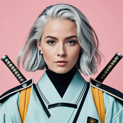 Portrait of Woman in Futuristic Samurai Attire