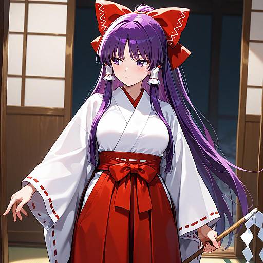 Illustration of Hakurei reimu (pc-98), touhou in the style of Mountain han