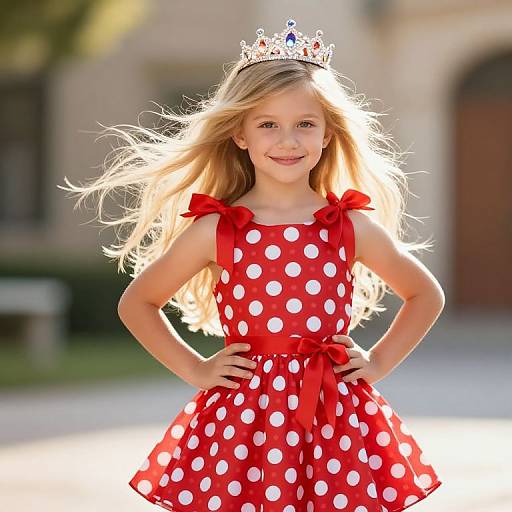 Confident Girl in Polka Dot Dress