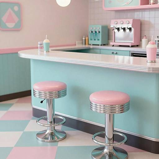 Nostalgic 1960s Diner Counter Scene