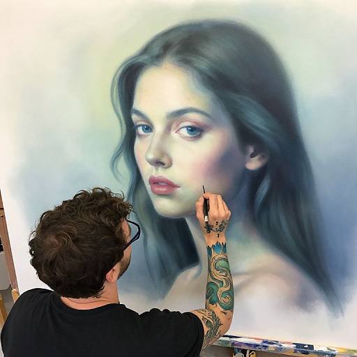 Airbrush Artist Creating Photorealistic Portrait