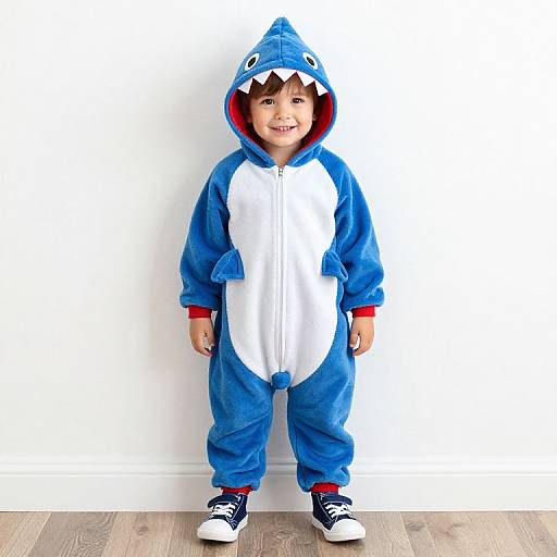 Young Boy in Shark Onesie