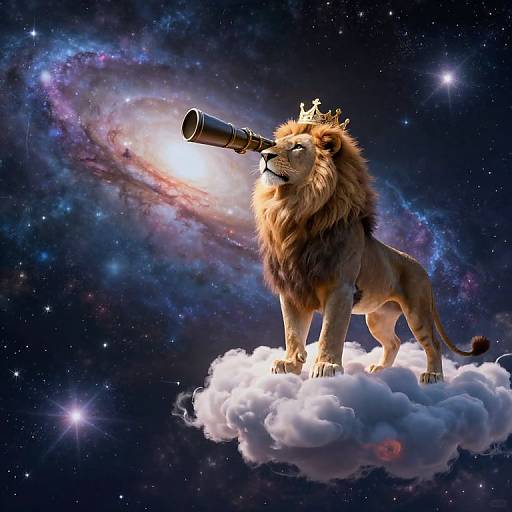 Majestic Lion Crowned in Cosmic Wonder
