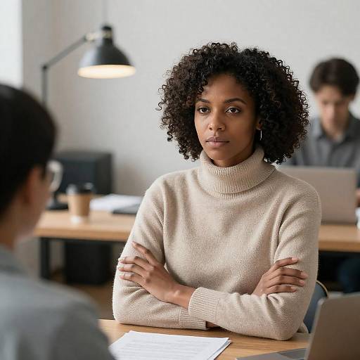 Serious African-American Woman at Office Desk