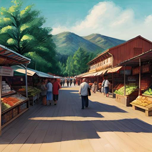Vibrant Market Scenes in Hockney Style