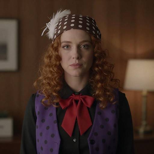 Curly Redhead in Vintage Polka Outfit