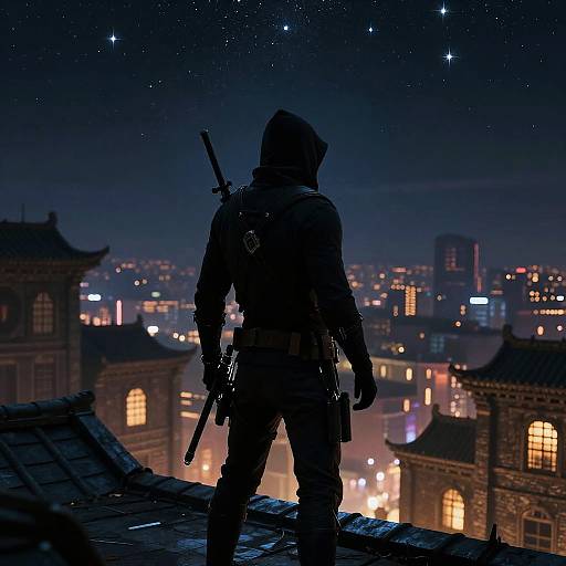 Shadow Assassin Under Starry Night