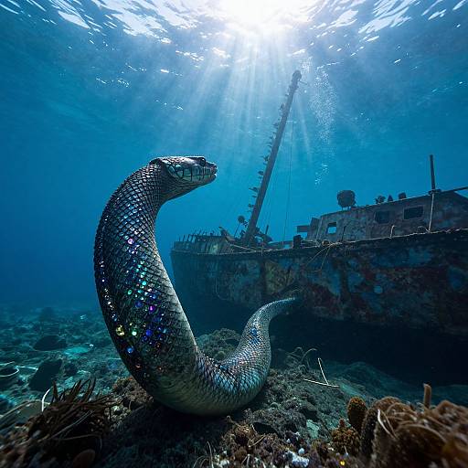 Majestic Sea Serpent and Shipwreck