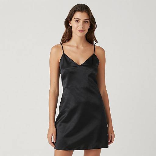 Young Woman in Black Satin Dress