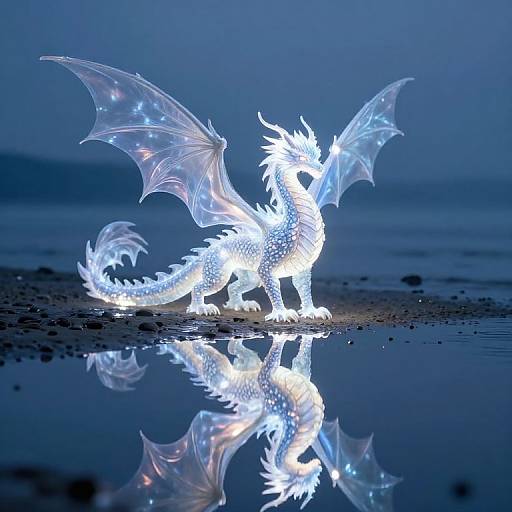 Ethereal Dragon on Shimmering Shoreline