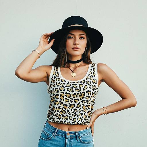 Casual Woman in Leopard Print Tank