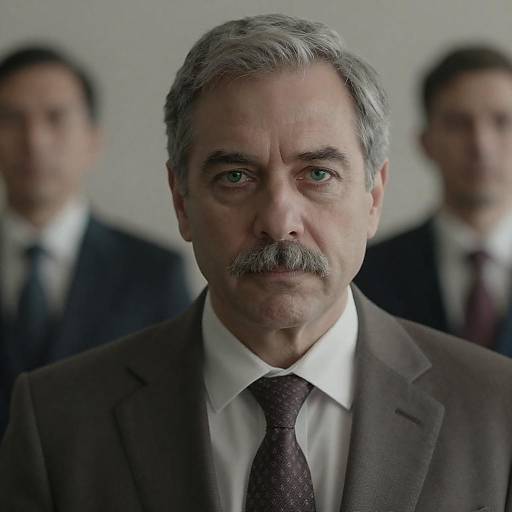 Serious Middle-Aged Man in Brown Suit