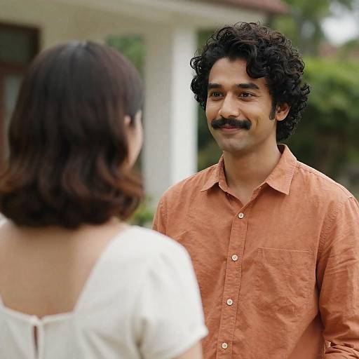 Outdoor Portrait of Couple in Conversation